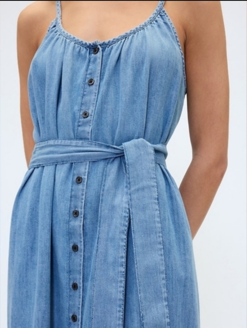 NWT Gap Belted Denim Midi Dress Medium Indigo - Picture 3 of 7